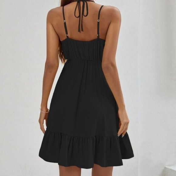 BLACK RUFFLED HEM SUNDRESS - Picture 6 of 7